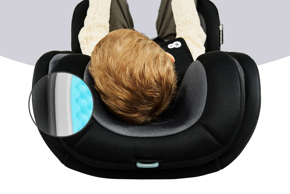 Fotelik samochodowy KINDERKRAFT Xpedition 2 I-Size 0-36 kg Czarny system bezpieczenstwa H-GUARD SYSTEM 3-warstwowy zaglowek dodatkowa pianka memory bezpieczny maluch dla dzieci o wzroscie od 40 do 150 cm