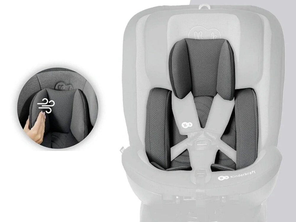 Fotelik samochodowy KINDERKRAFT Xpedition 2 I-Size 0-36 kg Czarny ergonomiczna wkladka ERGO PAD system AIR FLOW anatomiczne ulozenie ciala technologia AIR FLOW swobodny przeplyw powietrza komfort termiczny dla dzieci o wzroscie do 60 cm