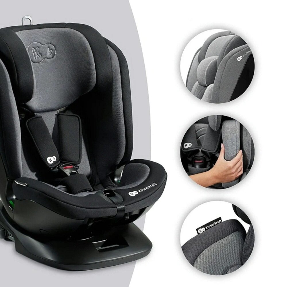 Fotelik samochodowy KINDERKRAFT Xpedition 2 I-Size 0-36 kg Czarny zdejmowana tapicerka latwa w czyszczeniu zdjac wyprac