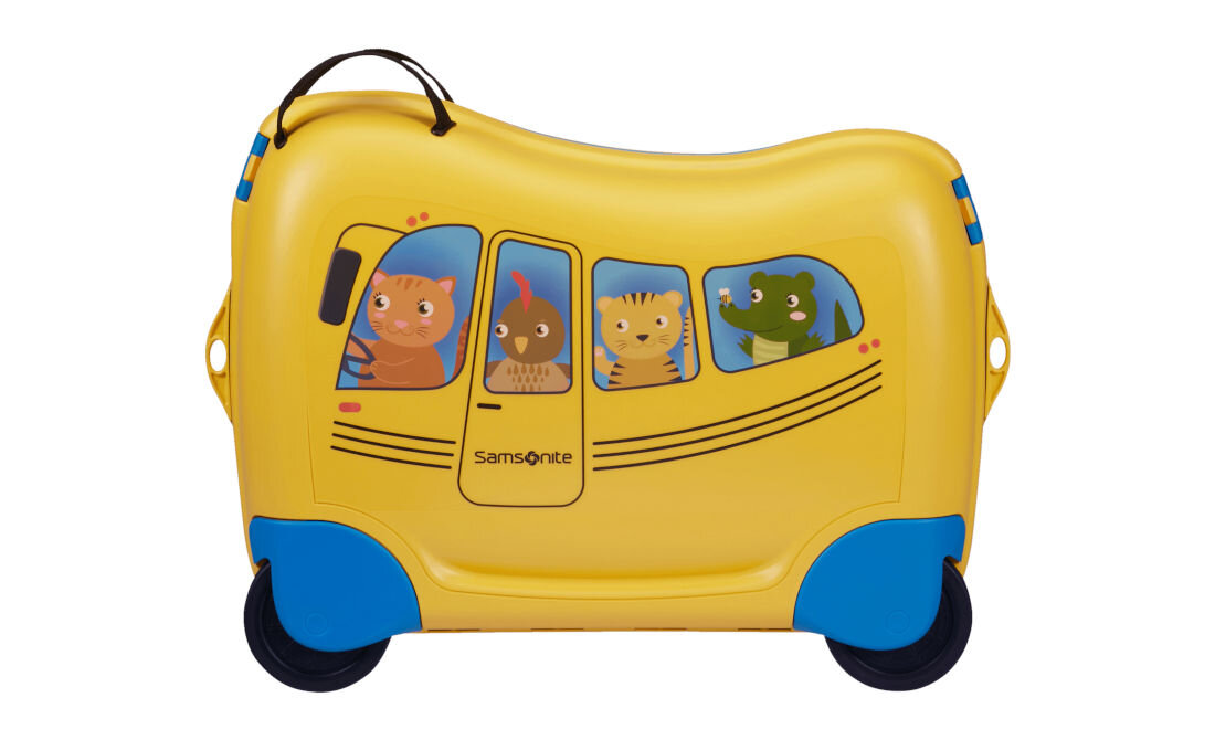 WALIZKA SAMSONITE NA 4 KOŁACH DREAM2GO SCHOOL BUS wykonana w min. 70% z polipropylenu pochodzącego z recyklingu aż 253 plastikowe kubeczki po jogurcie 4 g otrzymały nowe życie wykonana w Europie wyprodukowana przy wykorzystaniu zielonej energii elektrycznej