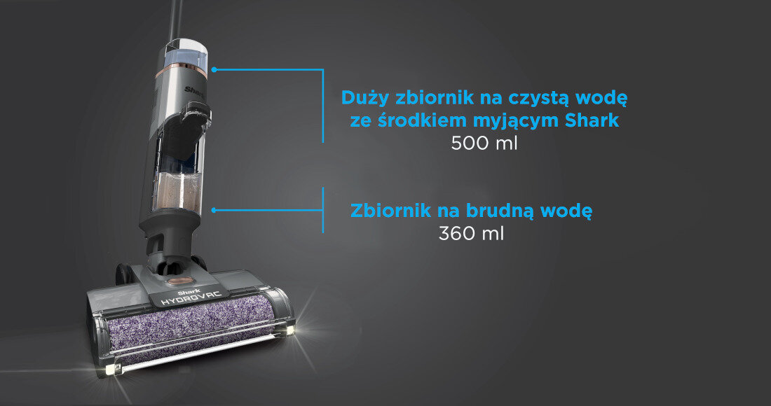 Odkurzacz SHARK HydroVac WD210EU Łatwe opróżnianie pojemników dwa zbiorniki czysta brudna woda opróżnianie