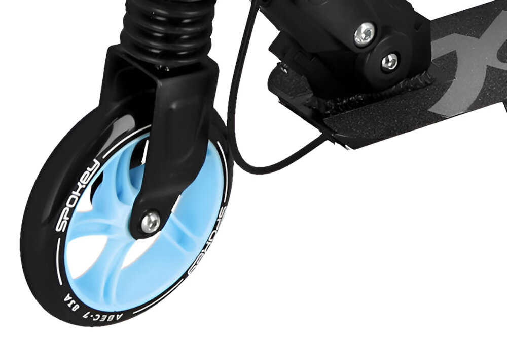 Hulajnoga SPOKEY Vacay Pro dwa kola z materialu PU twardosc 82A w rozmiarze 145 mm nie wymagaja pompowania wysokiej jakosci lozyska ABEC-7 Carbon plynnosc ruchu