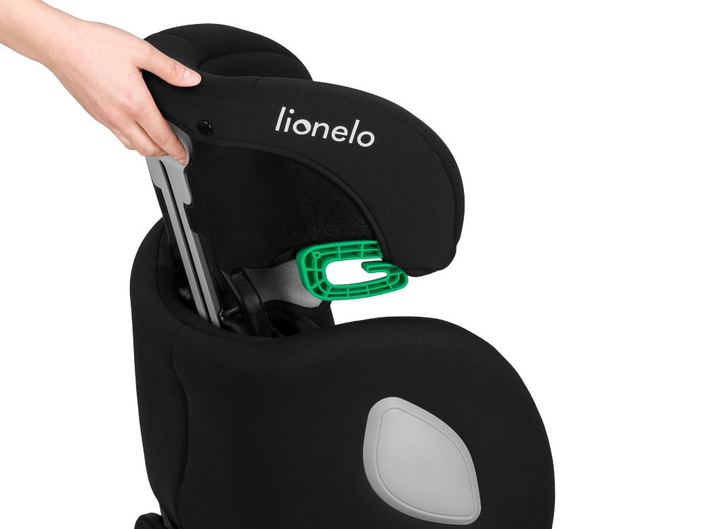 Fotelik samochodowy LIONELO Braam Air I-Size (0-36 kg) ochronne nakładki pasach naramiennych centralnej klamrze