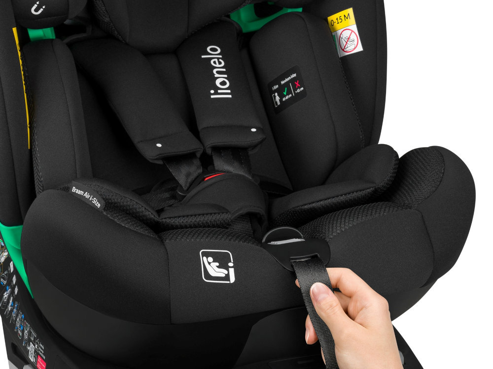 Fotelik samochodowy LIONELO Braam Air I-Size 40-150 cm (0-36 kg) Regulacja wysokości zagłówka regulacją wysokości pasów