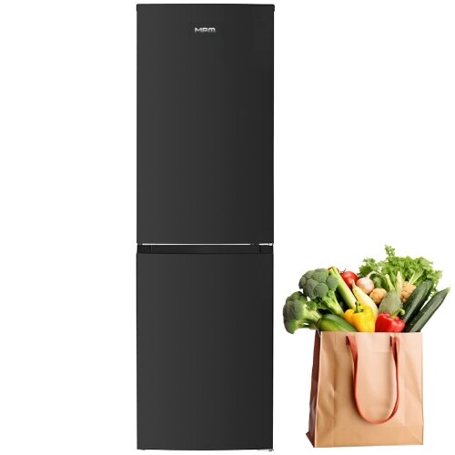 Lodówka MPM-248-FF-57, obok torba wypełniona warzywami.