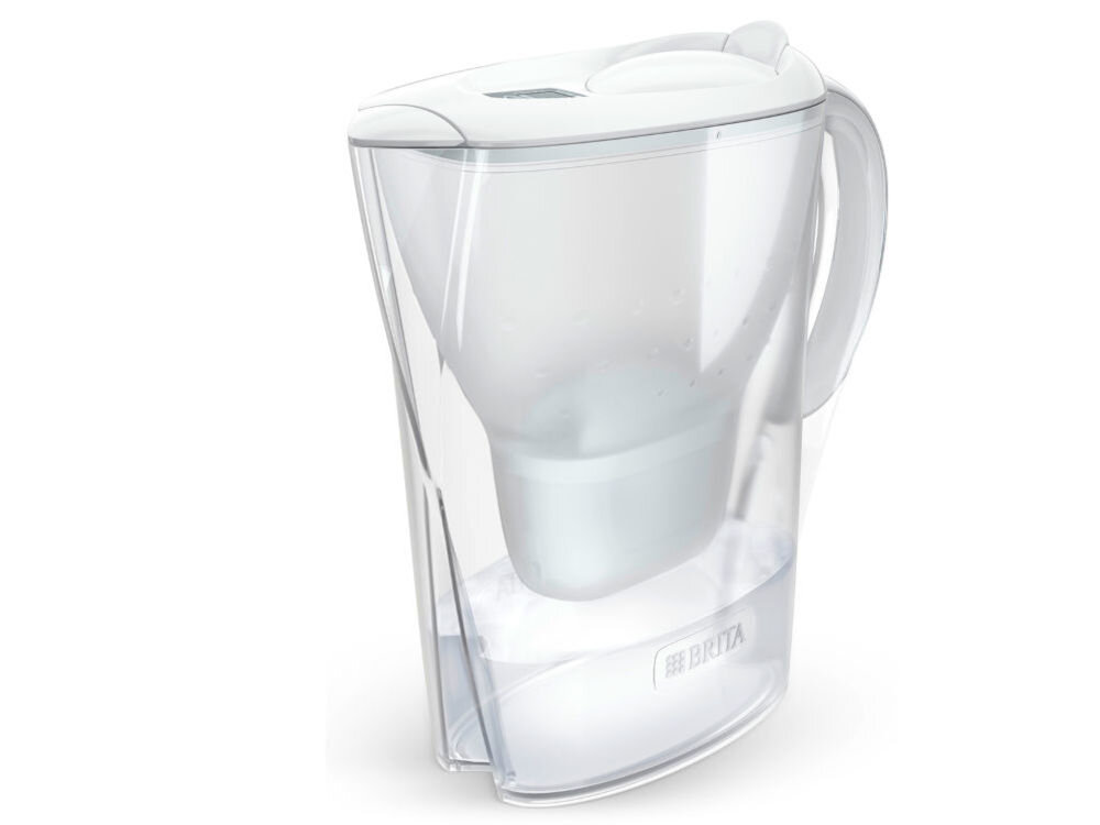 Dzbanek filtrujący BRITA Marella XL PRO PURE Performance Biały ekologiczne podejście certyfikowany bioplastik ISCC PLUS odnawialne źródła obniżenie śladu węglowego metoda bilansu masy redukcja użycia tradycyjnych tworzyw sztucznych