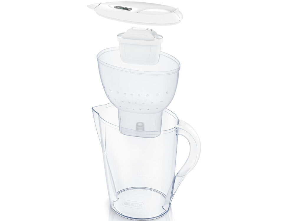 Dzbanek filtrujący BRITA Marella XL PRO PURE Performance Biały aktywne uczestnictwo w globalnych działaniach filtry zmniejszenie ilości odpadów praktyczne rozwiązanie realny wpływ na planete zrównoważony rozwój ochrona zasobów naturalnych
