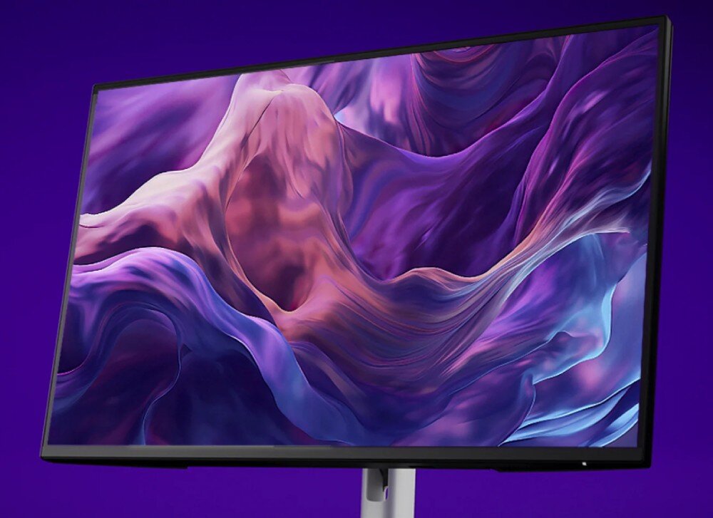 Monitor DELL P2425HE 23.8 1920×1080px IPS 100Hz zbliżenie na ekran z wyświetlaną kolorową grafiką przekątna rozdzielczość obraz kolory odświeżanie czas reakcji