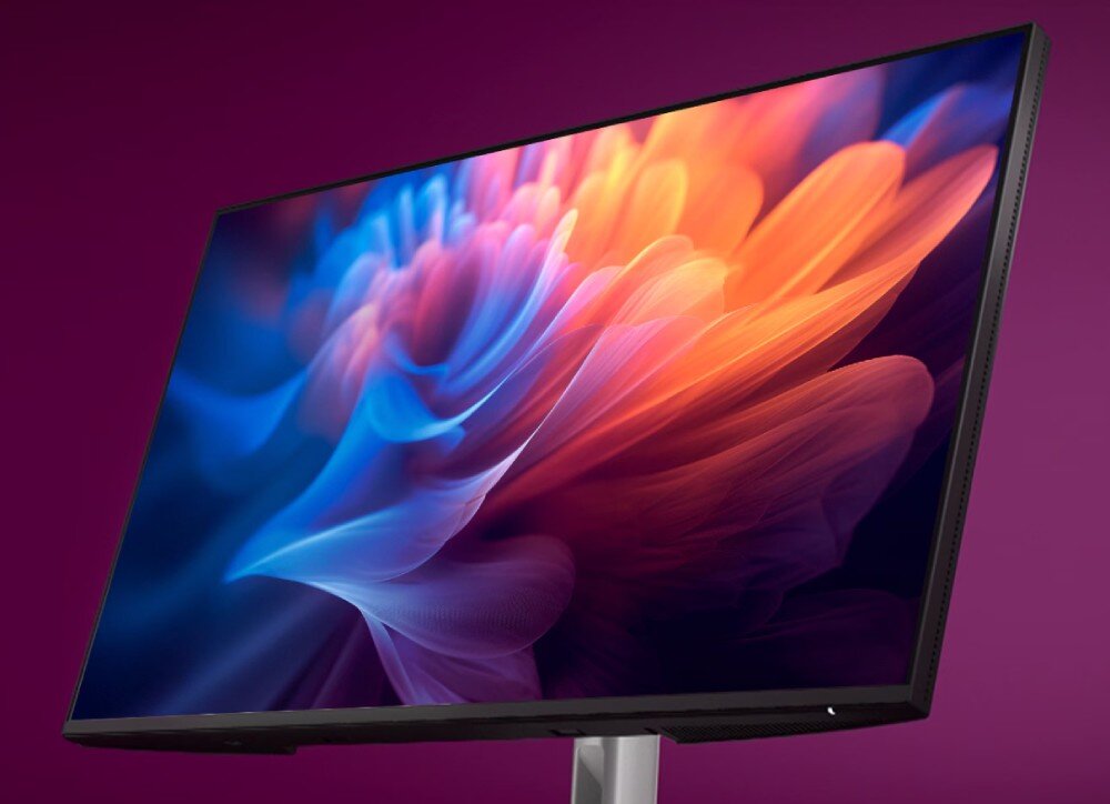 Monitor DELL P2725H 27 1920x1080px IPS 100Hz zbliżenie na ekran z wyświetlaną kolorową grafiką przekątna rozdzielczość obraz kolory odświeżanie czas reakcji