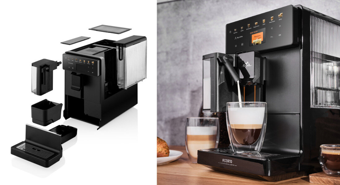 Ekspres ETA Acorto 918090000 Bezpieczeństwo na co dzień szereg zabezpieczeń automatyczne wyłączanie oszczędność energii i bezpieczeństwo użytkowania Oświetlenie LED