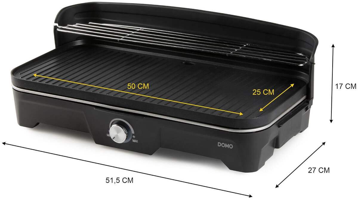 Grill elektryczny DOMO DO9260G, aromatycznych, wysiłek, komplikacji, intuicyjna, Lista wymiarów grilla DOMO DO9260G – podana szerokość, głębokość, wysokość oraz wymiary powierzchni grillującej na płycie.