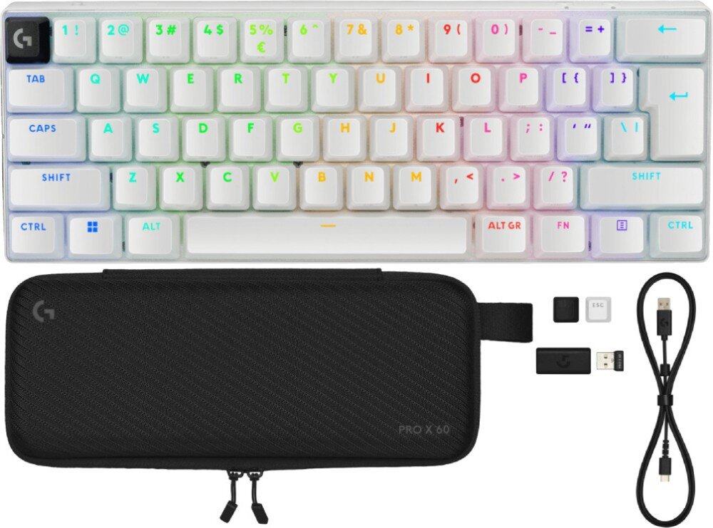 Klawiatura LOGITECH G PRO X 60 Lightspeed Biały zestaw akcesoria