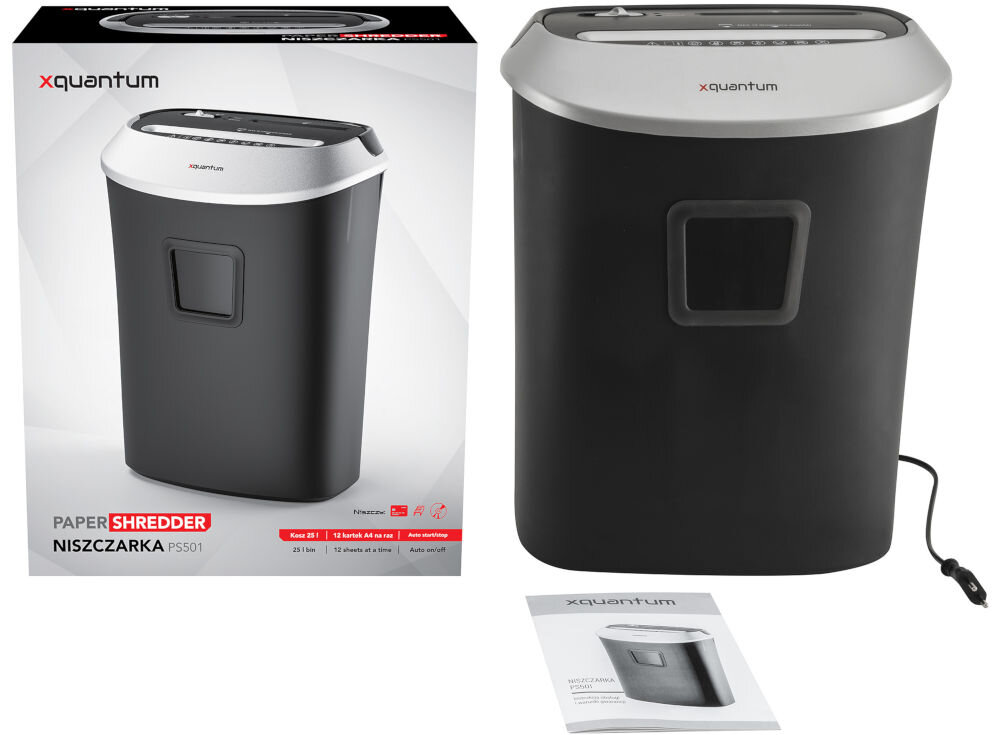 Niszczarka XQUANTUM PS501 15 L elementy zestaw