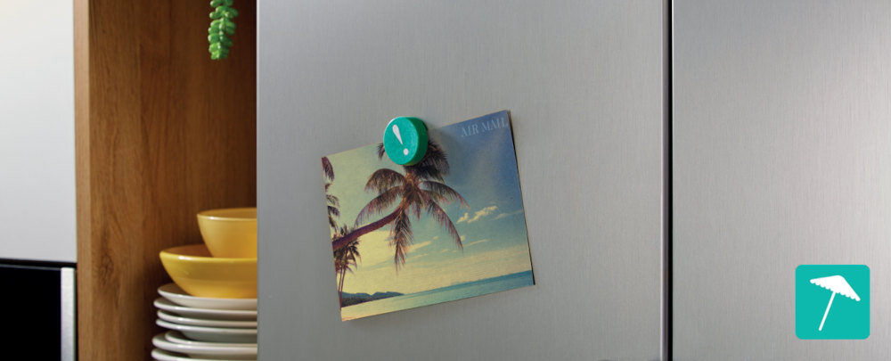 LODÓWKA GORENJE NRM818EUX wizualizacja wizualizacja kartka z wakacji na lodówce ikona tryb wakacyjny oszczędzanie energii