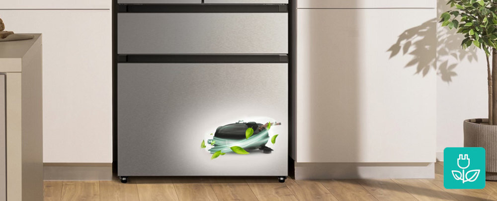 LODÓWKA GORENJE NRM818EUX wizualizacja wizualizacja silnik napęd ikona niskie rachunki trwałość cicha praca