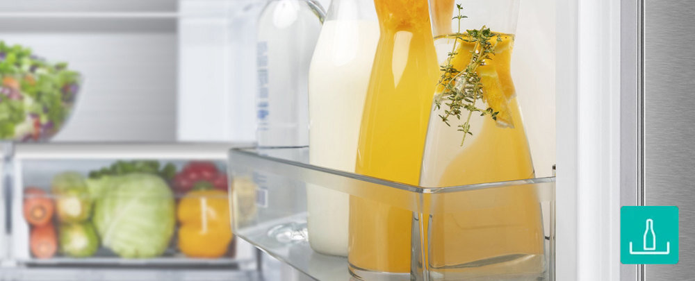 LODÓWKA GORENJE NRM818EUX wizualizacja wizualizacja półka półki XXL większe więcej miejsca na napoje butelki kartony