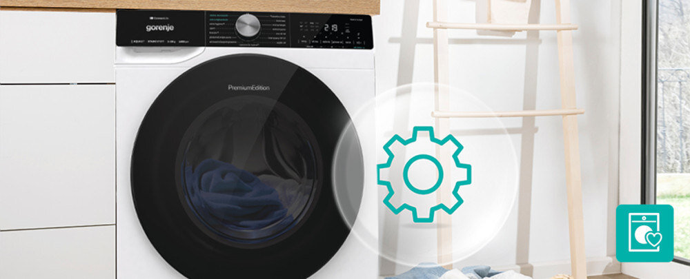 Pralka GORENJE WNS14A4TWIFI/PL lifestyle ikona grafika ustawień pralka panel front zapamiętywanie ustawień poziom wody pranie wstępne