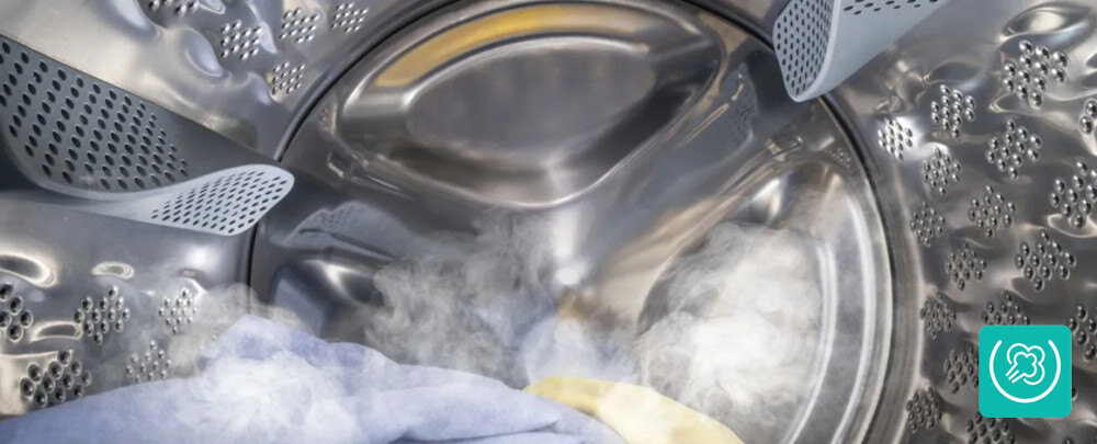 Pralka GORENJE WNS14A4TWIFI/PL wizualizacja bęben wnętrze para ikona pary SteamTech Mniej zagnieceń na ubraniach funkcje parowe odświeżanie usuwanie zapachów dezynfekcja delikatne materiały wełna łatwe prasowanie