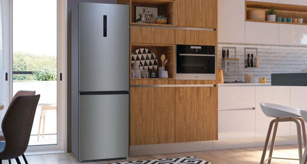 LODÓWKA GORENJE NRK6202AXL4 MultiFlow IonAir szuflada warzywa owoce regulacja wilgotności szklane półki sterowanie elektroniczne panel szybkie mrożenie oświetlenie LED łatwe czyszczenie wnętrza tacka na jajka