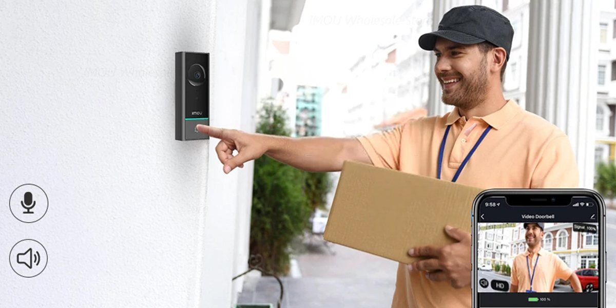 Dzwonek bezprzewodowy IMOU DB60 Kit, emitowanie, wzmacniacz, wifi, anteny, kurier przyciska przycisk dzwonka