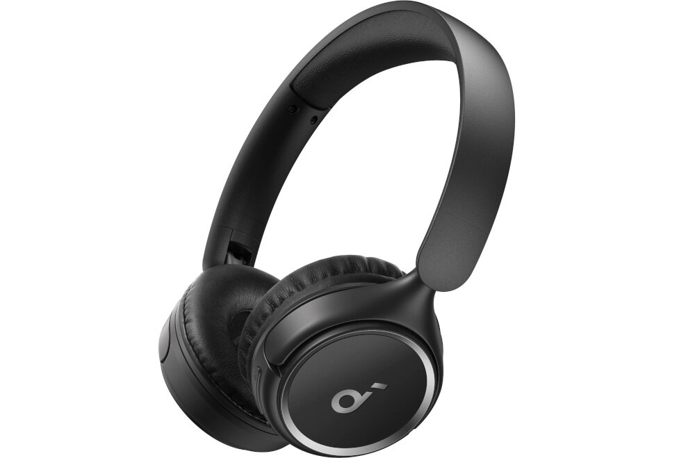 Słuchawki nauszne SOUNDCORE H30i przyciski sterujące obsługa połączeń muzyka, słuchawki nauszne po skosie na białym tle