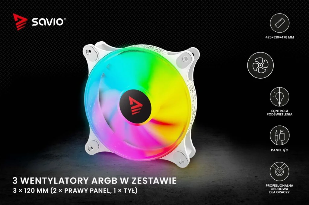 Sigma X1 WHITE na czarnym tle 03 wentylatory w zestawie PL