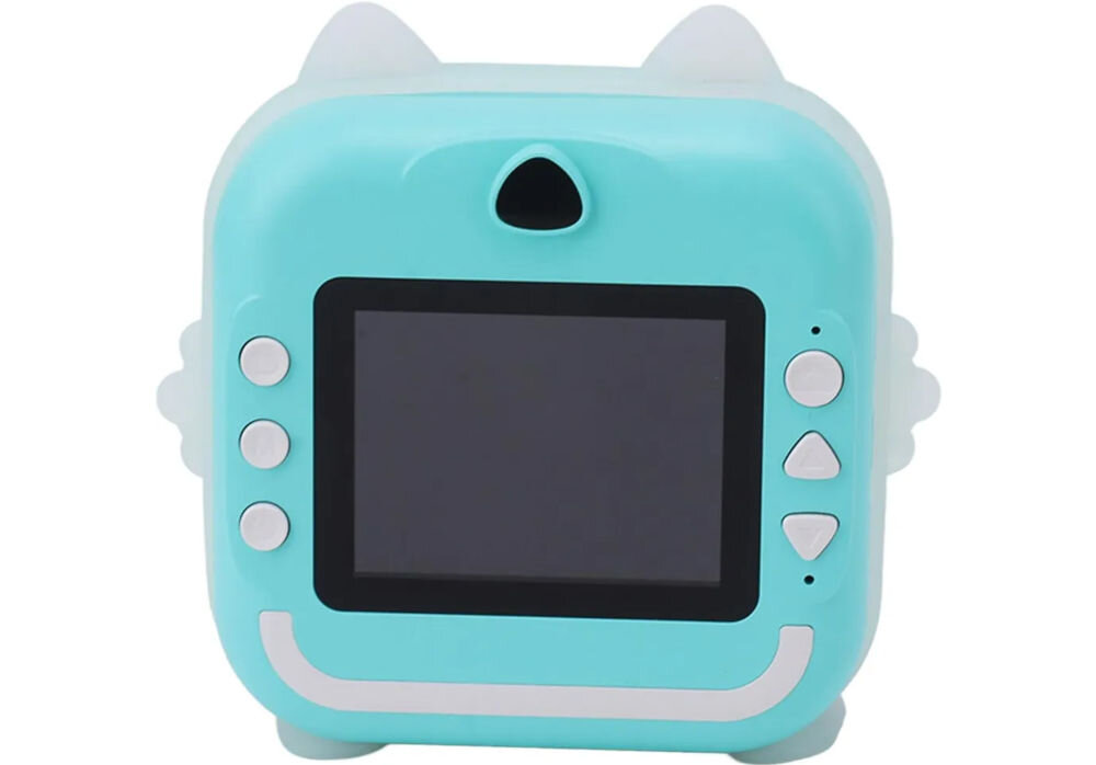 Drukarka EXTRALINK EPP-004 Złącze USB Niebieski Tylna część aparatu natychmiastowego, pokazująca duży ekran LCD, wizjer i przyciski sterujące mobilność waga lekka budowa przenośny punkt drukowania druk w dowolnym miejscu i czasie dzielenie się wspomnieniami