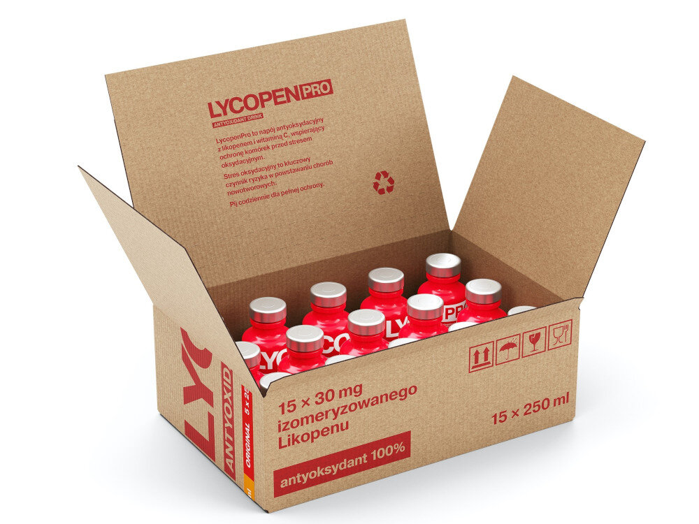 Napój LYCOPEN PRO Antyoxidant Drink Sharp Żurawinowy 15 x 250 ml zestaw 15 utelek po 250 ml kazda dokumentacja