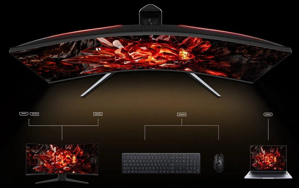 Monitor TCL 34R83Q 34 3440x1440px 170Hz 1 ms [GTG] Curved przełącznik KVM obsługa okna podział ekranu