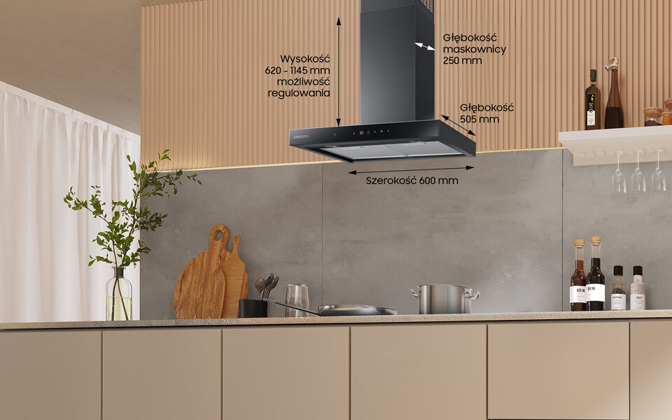 Wymiary Samsung NK24C5703TM pomogą dopasować okap do Twojej kuchni Wymiary okapu Samsung NK24C5703TM pomogą dopasowac urządzenie do Twojej kuchni