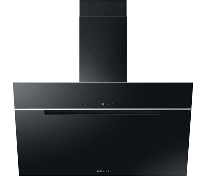 Okap skośny Samsung NK36C7070WB - przód z czarnym szkłem Okap skośny Samsung NK36C7070WB - przód z czarnym szkłem