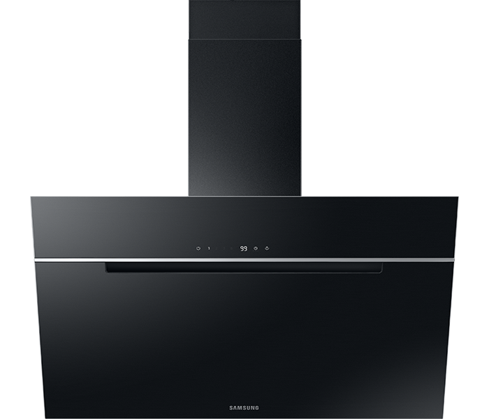 Okap skośny Samsung NK36C7070WB - przód z czarnym szkłem Okap skośny Samsung NK36C7070WB - przód z czarnym szkłem