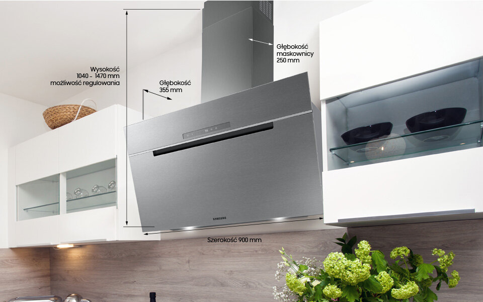 Media Expert - okap Samsung NK36C7070WS - rysunek techniczny Media Expert - okap skośny Samsung NK36C7070WS - rysunek techniczny