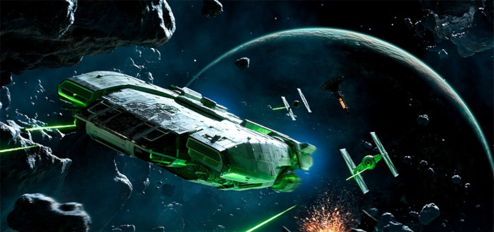 Star Wars Outlaws statek Śmiałka Imperium i innymi wrogami Ścigaj, unikaj i atakuj