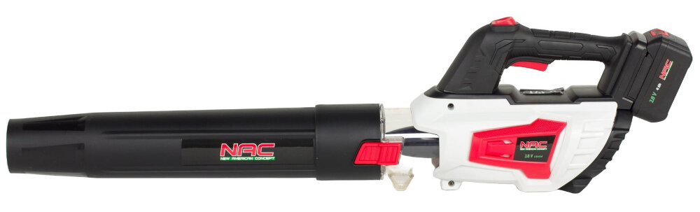 Dmuchawa do liści NAC BB18-B40-S akumulatorowa zasilanie akumulatorowe akumulator pojemnosc 4,0 Ah seria NAC 18 V ladowarka czas ladowania do 2 godziny wskaznik naladowania baterii