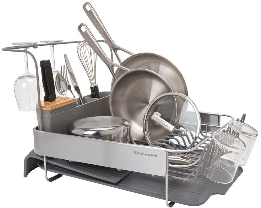 Suszarka do naczyń KITCHENAID KEG896BXCGA Antypoślizgowe nóżki chroni blaty zarysowania kątowy ociekacz