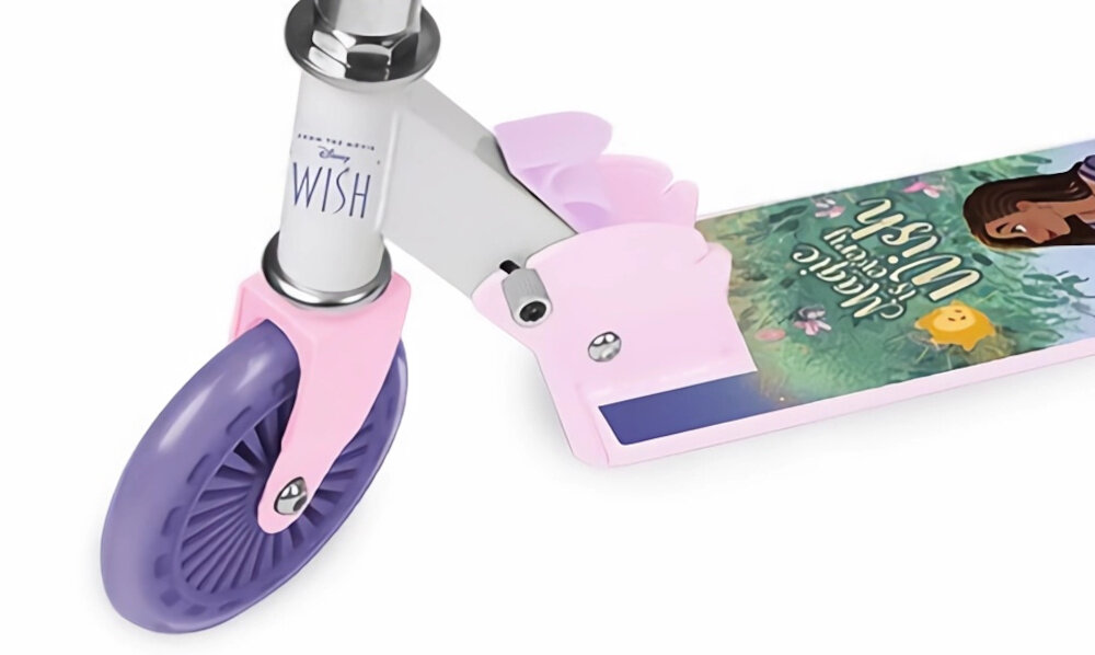 Hulajnoga dla dzieci DISNEY Wish 2 kolka rozmiar 150 mm poliuretanowe wysokiej klasy lozyska ABEC-7 odpowiednia przyczepnosc przyczepnosc bezpieczenstwo