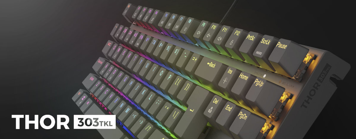 GENESIS Thor 303 TKL - baner z klawiaturą na ciemnym tle