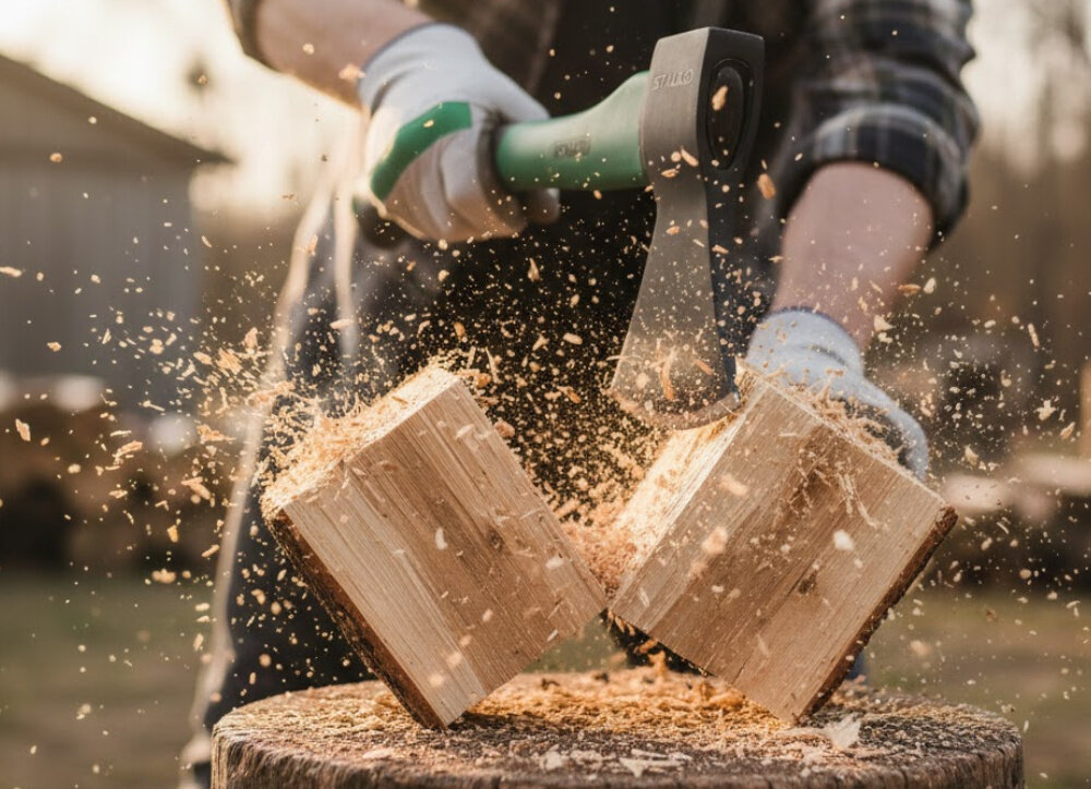 Siekiera STALCO S-19424 0.6 kg ogród osoba tnie drewno na opał obuch wykonany z kutej stali węglowej wysoka odporność na uszkodzenia mechaniczne i długa żywotność narzędzia skuteczne, precyzyjne cięcie drewna sprawne ociosywanie powierzchni