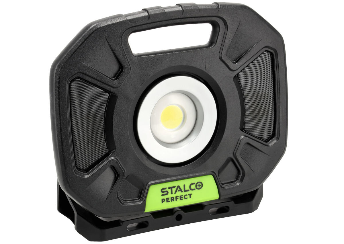 Reflektor STALCO PERFECT C-FLS40W, obudowa, IP65, czynniki, środowisko, na białym tle reflektor frontem lewo skos
