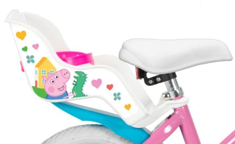 Rower dziecięcy TOIMSA Świnka Peppa 12 cali dla dziewczynki Różowy siodelko wygodne piankowe krzeselko dla lalki blotniki