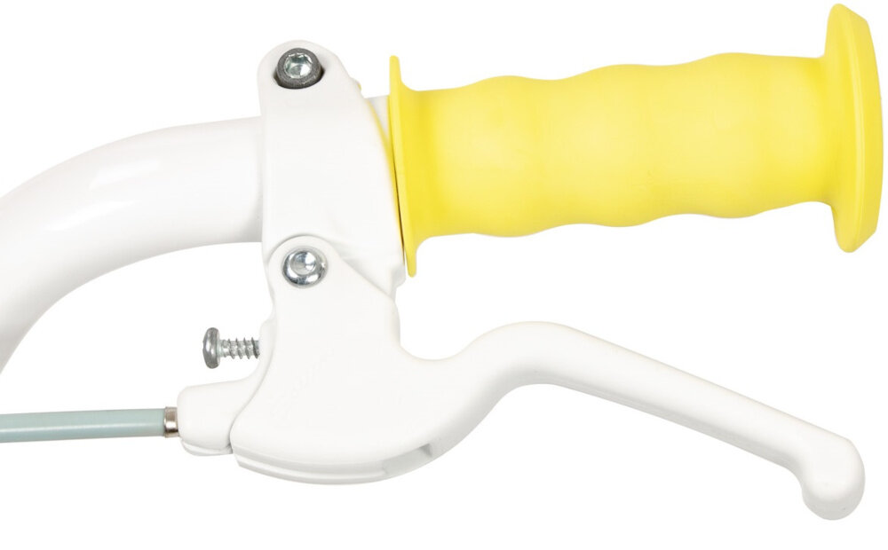 Rower dziecięcy TOIMSA Barbie 14 cali dla dziewczynki Różowy zbliżenie na rączkę zdjęcie na białym tle brak uczucia dyskomfortu odpowiednia pozycja ciała uchwyty z antypoślizgowego materiału