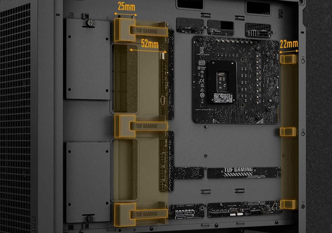 Obudowa ASUS TUF Gaming GT302 TG ARGB - Uporządkowane wnętrze systemu
