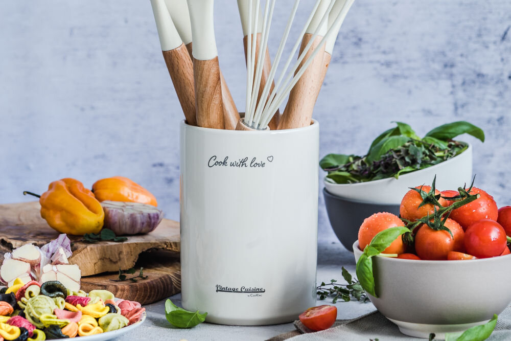 Zestaw przyborów kuchennych VINTAGE CUISINE VC2KUS20RD11CP Czerwony (7 elementów) ceramiczny kubek