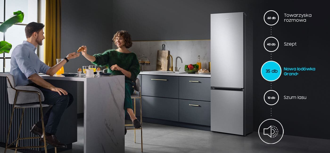 Porównanie głośności nowej lodówki Grand+ z innymi dźwiękami