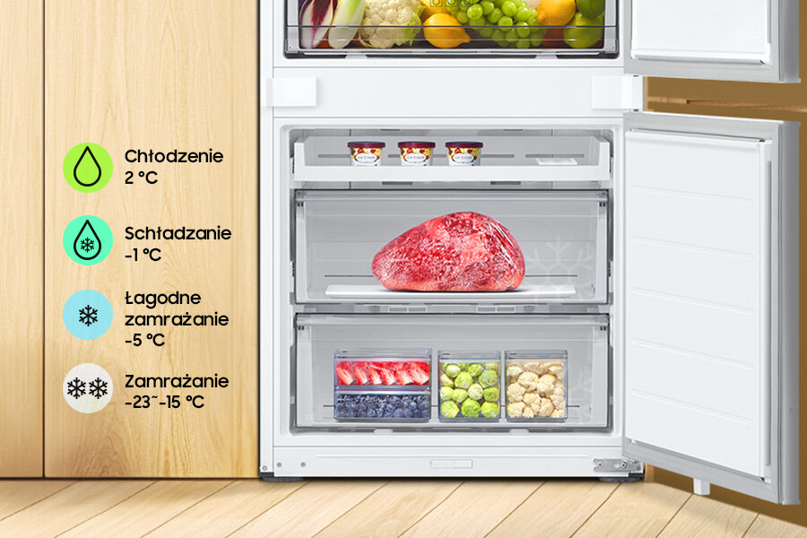 Strefa Cool Select+ - zaminia zamrażarkę w chłodziarkę - lodówka BRB38G705EWW z zamrażalnikiem Combi MAX Strefa Cool Select+ - zaminia zamrażarkę w chłodziarkę - lodówka Samsung BRB38G705EWW z zamrażalnikiem Combi MAX