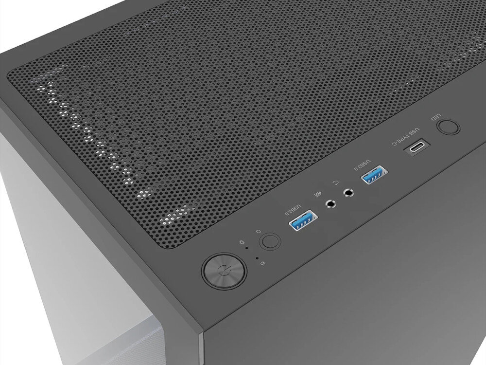 Obudowa LOGIC Look ARGB Midi panelu górnego dwa złącza USB 3.0 jedno USB-C 160 mm do 320 mm do 165 mm