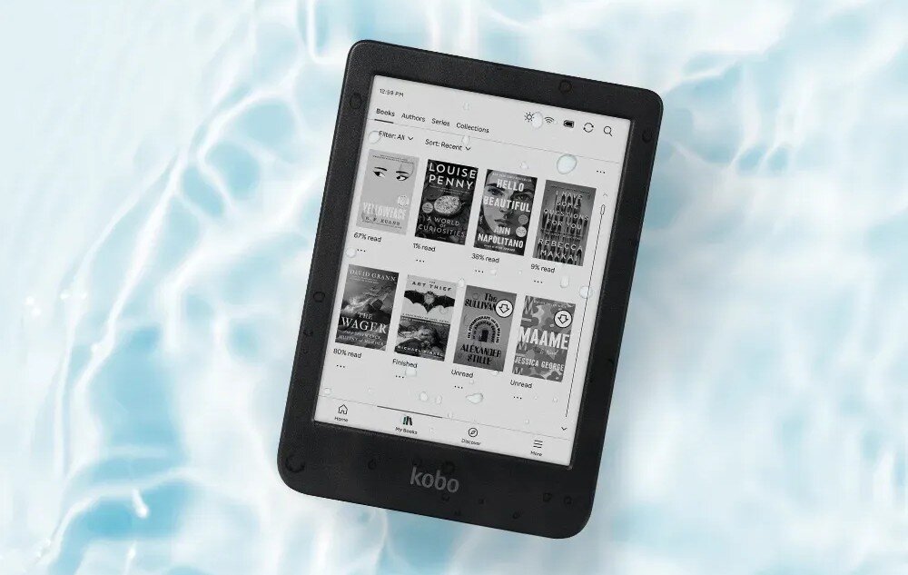 Czytnik e-booków KOBO Clara BW 6, Podświetlany ekran, Wi-Fi, Bez reklam Czarny wodoodporność szczelność