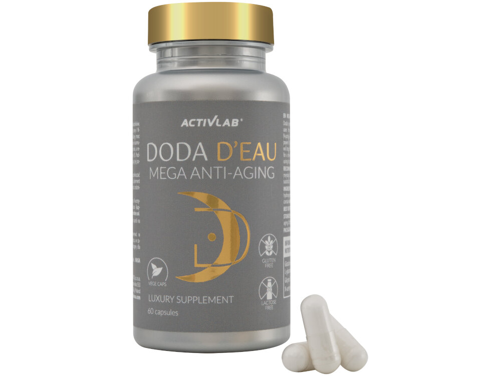 Aminokwasy Glutamina ACTIVLAB Doda D-Eau Mega Anti-aging 60 kapsułek aminokwasy glutamina cztery silnie dzialajace skladniki aktywne uzupelnienie codziennej diety L-glutamina 150 mg glicyna 150 mg