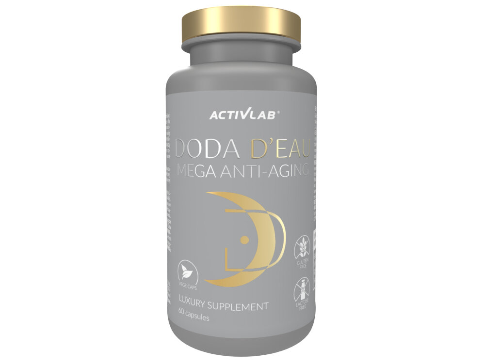 Aminokwasy Glutamina ACTIVLAB Doda D-Eau Mega Anti-aging 60 kapsułek glutation 150 mg przeciwutleniacz stymulator odpornosci detoksykant zabezpieczana organizm przed rozwojem chorob N-acetylo-L-cysteina NAC 150 mg prekursor glutationu
